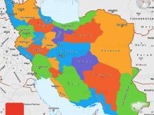 political simple map of iran single color outside borders labels