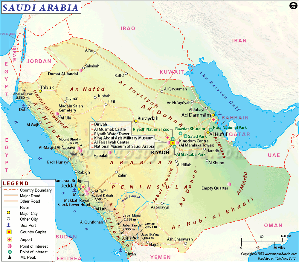 Map of Saudi Arabia - Saudi Arabia Map - Geography of Saudi Arabia
