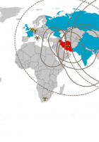 world map of nuclear threats from iran and north korea