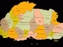 Map of Bhutan Map Region