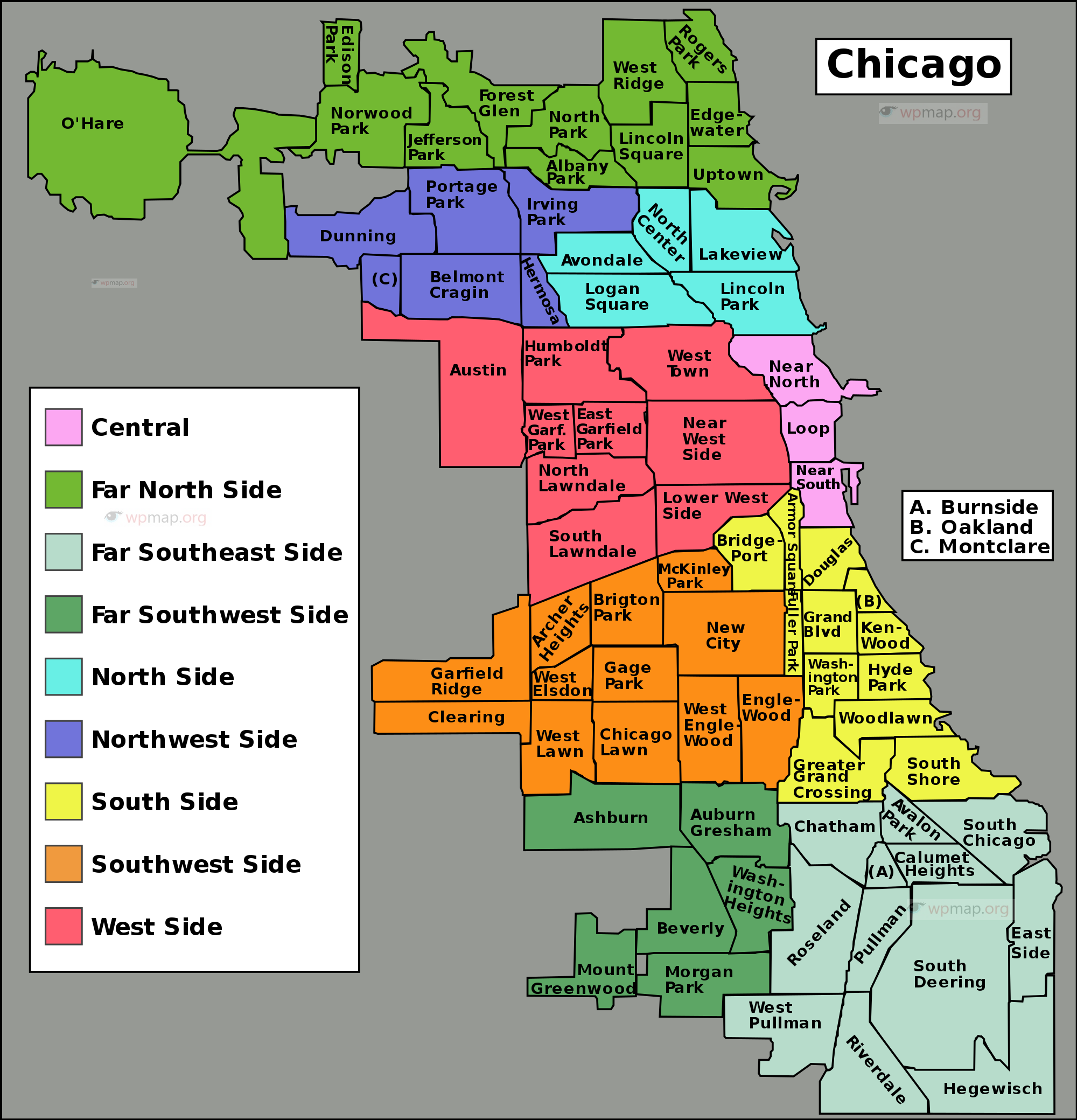 Chicago community areas map