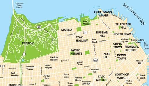 San Francisco Neighborhoods Districts Map San Francisco Neighborhoods Districts Map